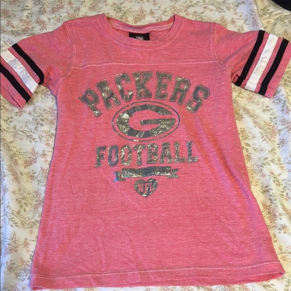 Packers Kids Pink Football T-Shirt
